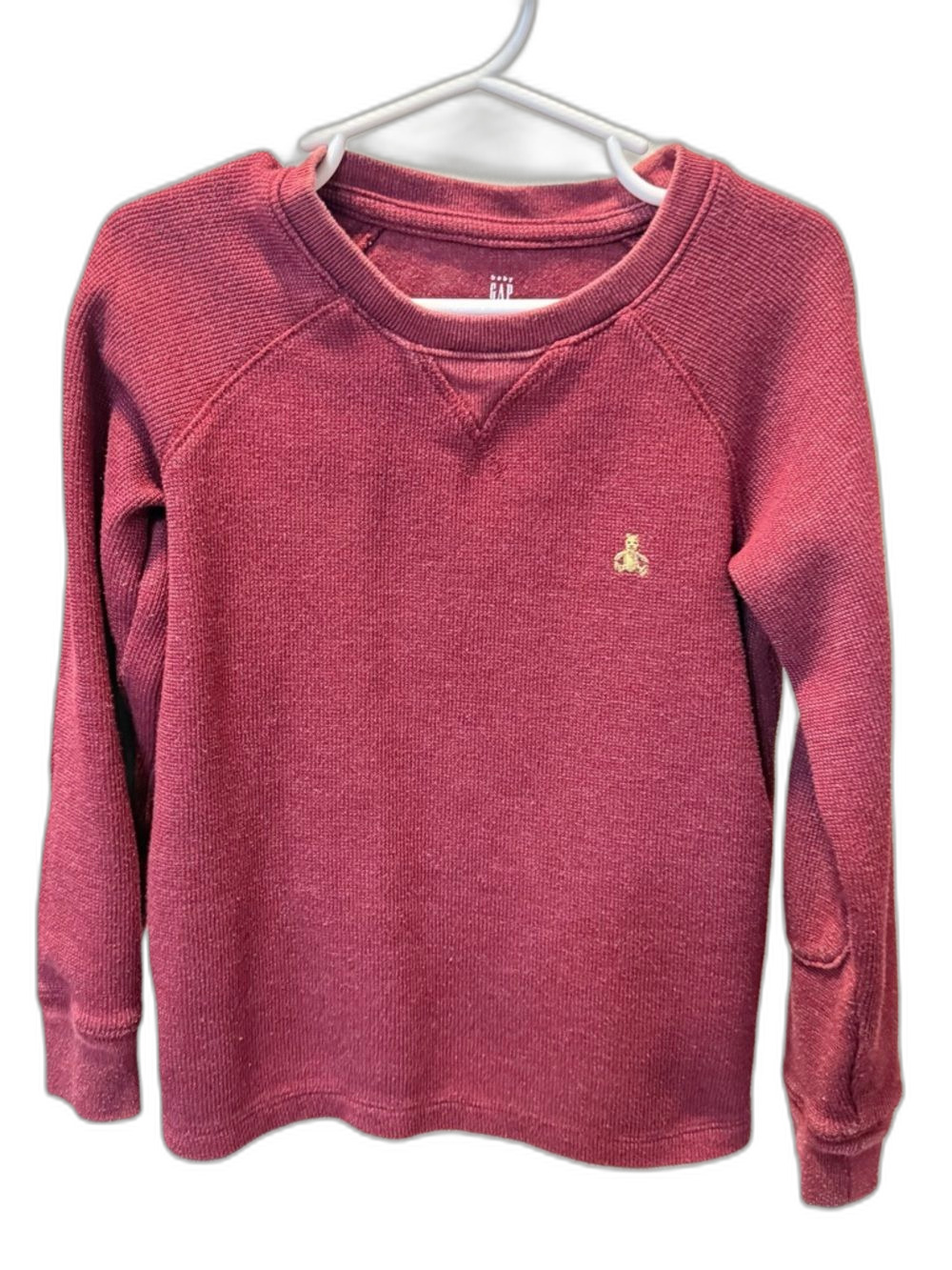 GAP baby (kids) Maroon waffle long sleeve with Small Embroidered Logo size 5